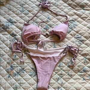 SHEIN Light Pink Bikini with Silver Rings